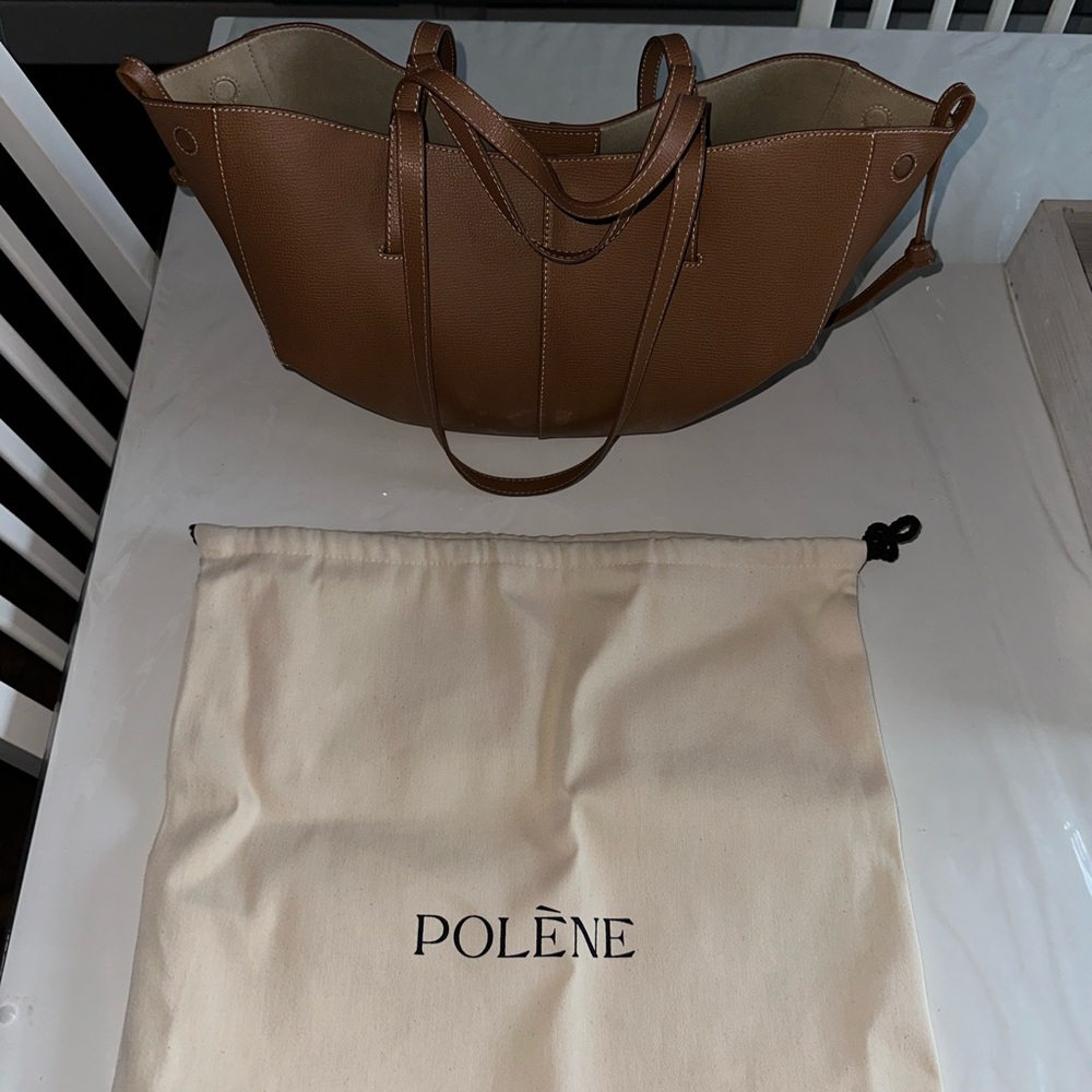 Polene Tan Leather Tote Bag